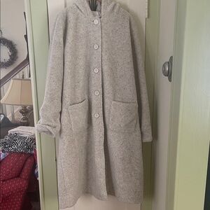 Cozy Gray Hooded Teddy Jacket